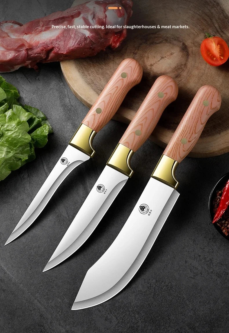 Professional threepiece butcher knife set Kitchen knives for beef pork and lamb with deboning cutting and multipurpose functions