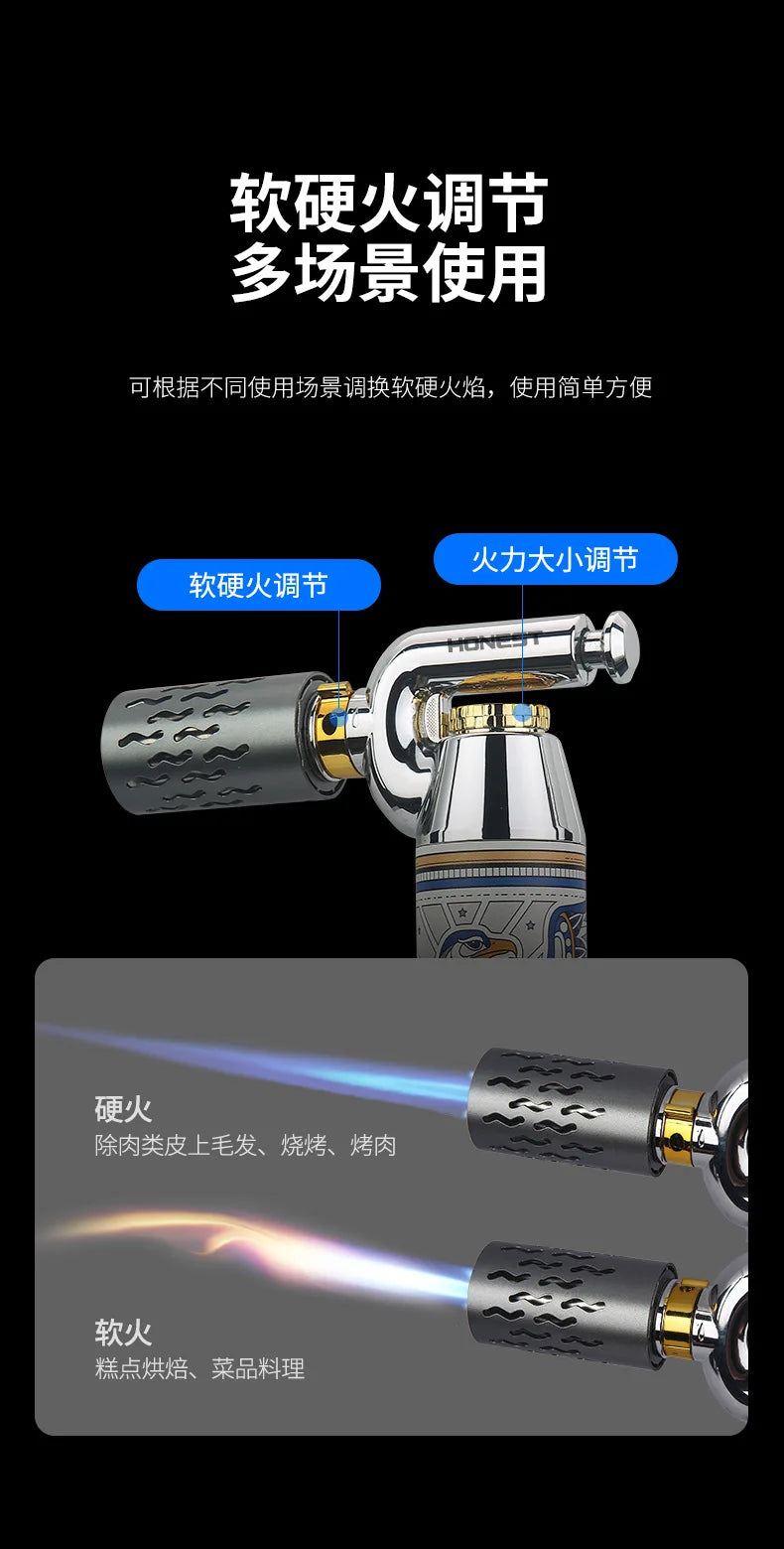 HONEST High Temperature Welding Gun 2 Types Of Flames Butane Gas Turbine Torch Lighter Outdoor BBQ Kitchen Cigar Lighters Gadget