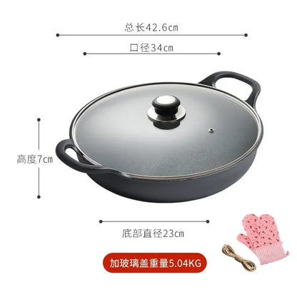 Thickened Cast Iron Skillet Non-coated Non-stick Pan for Household Use Gas And Induction Cooktop Compatible Pancake Skillet
