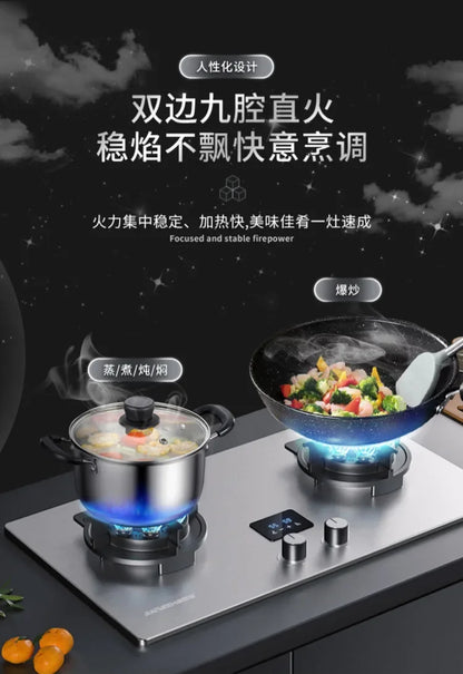 Can Be Turned up Timing Fierce Fire Gas Double Burner Household Gas Furnace Natural Liquefied Petroleum Gas Stove Embedded