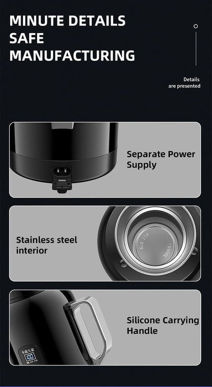 1.3L&1.5L Car Kettle 12V24V Truck Specific Heating And Insulation Integrated Intelligent 304 Stainless Steel Electric Kettle