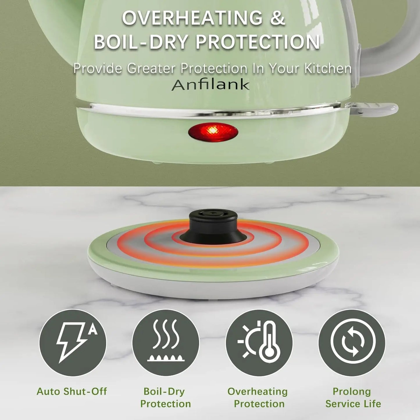 1L Electric Gooseneck Kettle, 1500W Fast Boil, Stainless Steel BPA-Free for Coffee & Tea with Auto Shut-Off