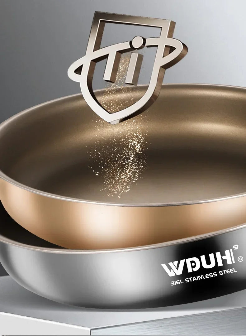 Titanium Pan Non-stick Frying Pan Household Wok Steak Frying Pan Induction Cooker Gas Stove Special  Wok Frying