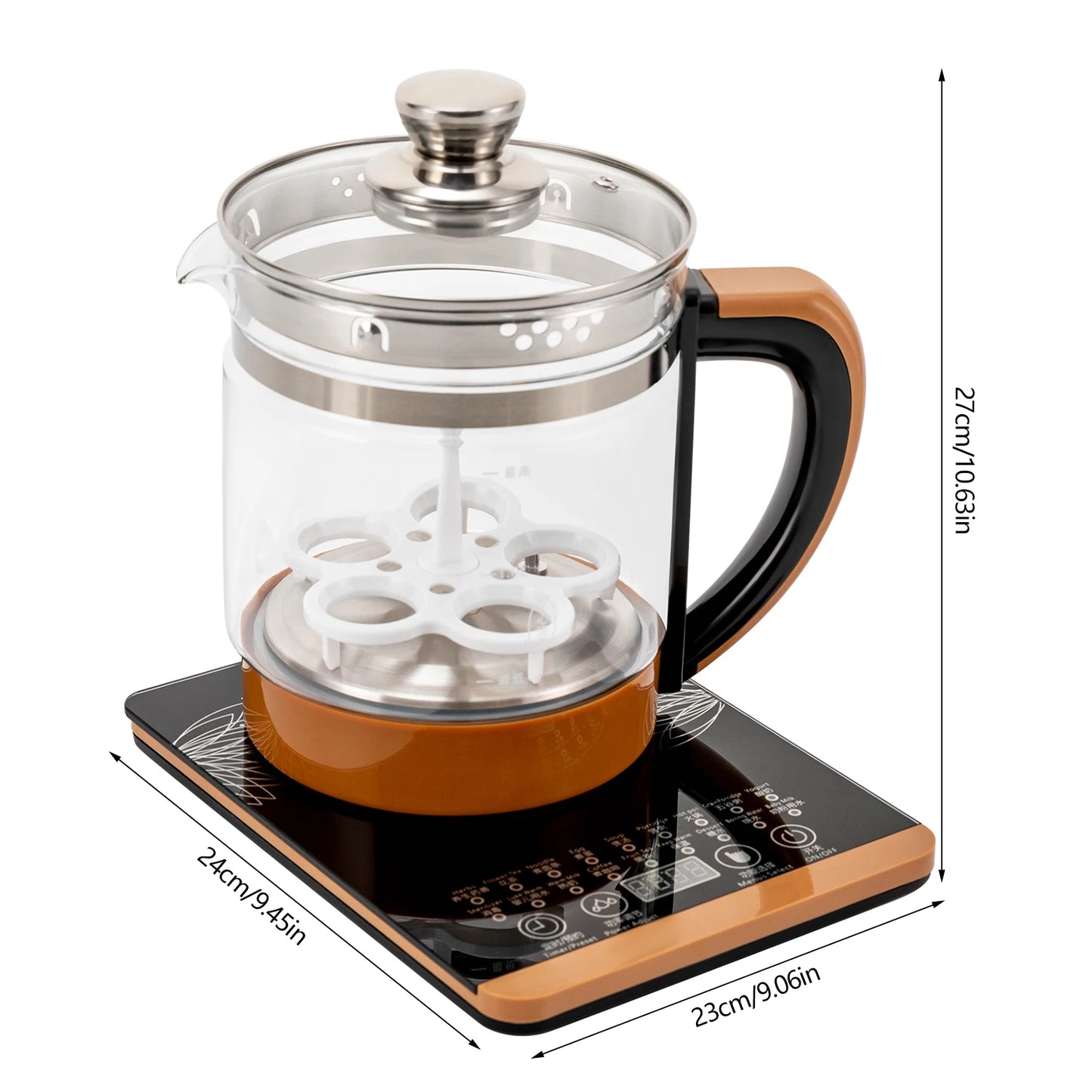 Multifunctional Electric Glass Kettle 1.8L with 18 Modes & Tea Strainer, 800W Smart Kettle,12 Temp Keep Warm for Coffee Tea Soup