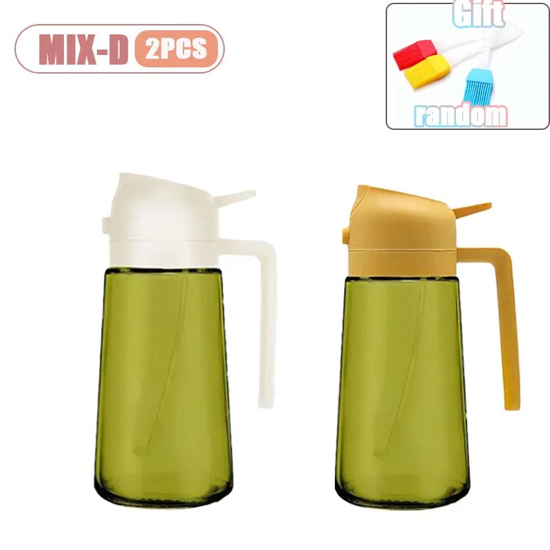 1-4PCS 2-in-1 Olive Oil Dispenser Bottle with Spray and Pour Function Glass Oil Sprayer for Kitchen Cooking BBQ Salad Baking