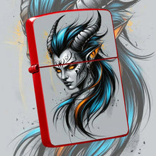 Stylish Tiefling Character Portable Igniter, Bold Cyan Orange Contrast Dark Fantasy Themed Accessory, Fits All Daily Scenarios, Ideal Unique Present For Friends And Hobbyists, Combines Decor Display And Practical Usage A Humo