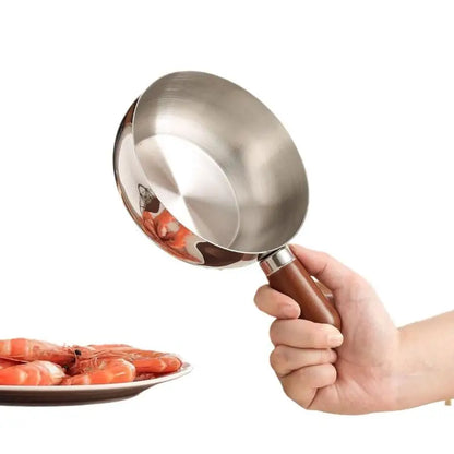 ♥Stainless Steel Saucepan with Wooden Handle - Single-Size Cookware for Boiling/Sauces, Induction & Gas Stove Compatible Pan