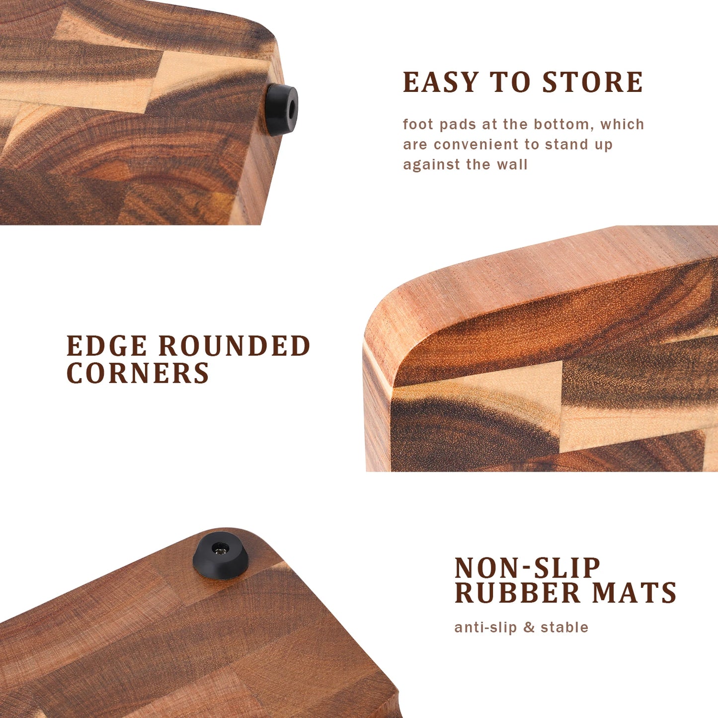End Grain Butcher Block Premium Acacia Wood Cutting Board Chopping Board for Kitchen with Handle