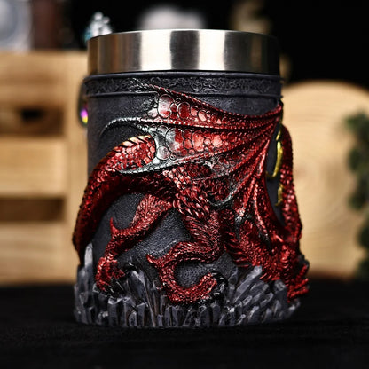 Medieval Dragon Sword Coffee Mug Stainless Steel Resin Insert Beer Mugs Steins Tankard Dragon Themed Party Decor Friends Gift