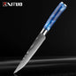 Stainless Steel Chef Knife Kitchen Knife Set 1-8Piece Razor-Sharp Paring Knife, Boning Knife, Santoku Knife, Blue Resin Handle