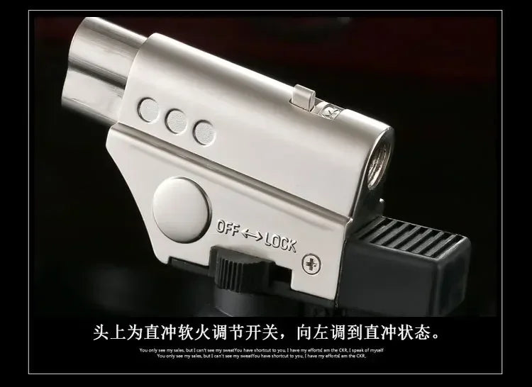 HONEST Creative Double Flame Welding Gun Gas Lighter Safety Lock Switch Jet Fire Open Fire Switching BBQ Kitchen Cigar Lighters