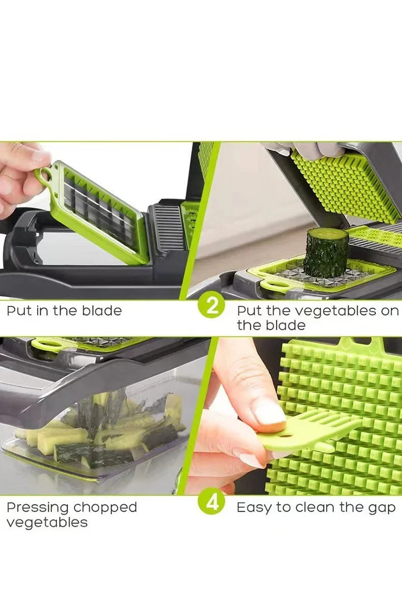 Multifunctional 5 In 1 Handheld Food Chopper Vegetable Slicer Dicer Grater Portable Kitchen Veggie Cutting Prep Tool