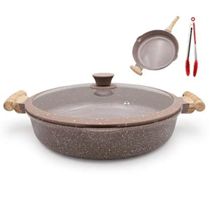 Ceramic Frying Pan Skillet Nonstick with Lid 14 Inch Large Deep Saute Pan Big Induction Pan Non Stick 2-1 Cooking Cookware with