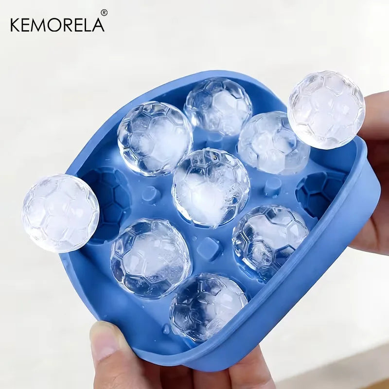 9-Hole Silicone Soccer Ball Cube of Ice Tray with Lid Round Ice Ball Mold for Whiskey for Home Bars And Sports-Themed Parties