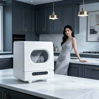 Portable Countertop Dishwasher Compact Dishwasher Mini Countertop Dishwasher 15.74*15.74*17.71in High-Temperature Water Twelve High-Performance Spray Jets Low Noise For Home Apartment Camper Rv