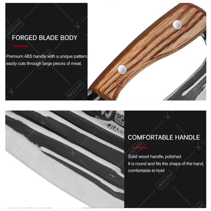 WXCOO Handmade Forged Knife Butcher Cleaver Knife Meat Cutting Japanese Kitchen Pork Bone Shaving Knives Boning Knife