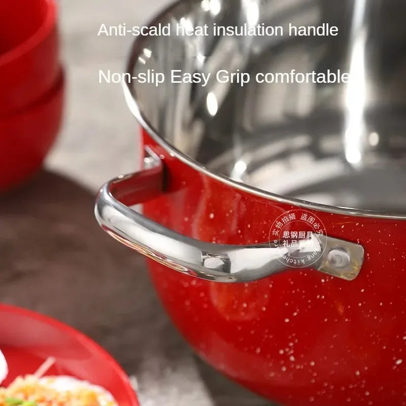 Korean single handle soup stew pot super thick polished non-magnetic bottom nonstick pan ramen pot home food cooking milk pot