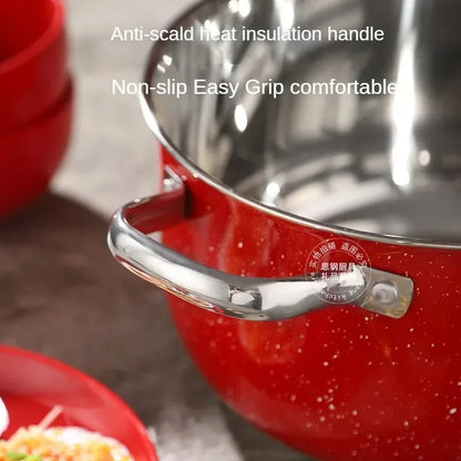 Korean single handle soup stew pot super thick polished non-magnetic bottom nonstick pan ramen pot home food cooking milk pot