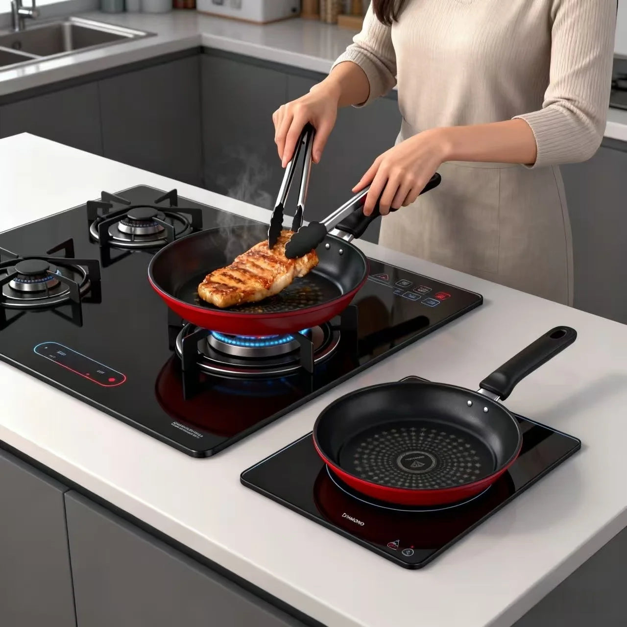 Pan non-stick pan universal induction cooker gas stove suitable for household fried eggs steak pancake pan small wok frying pan.