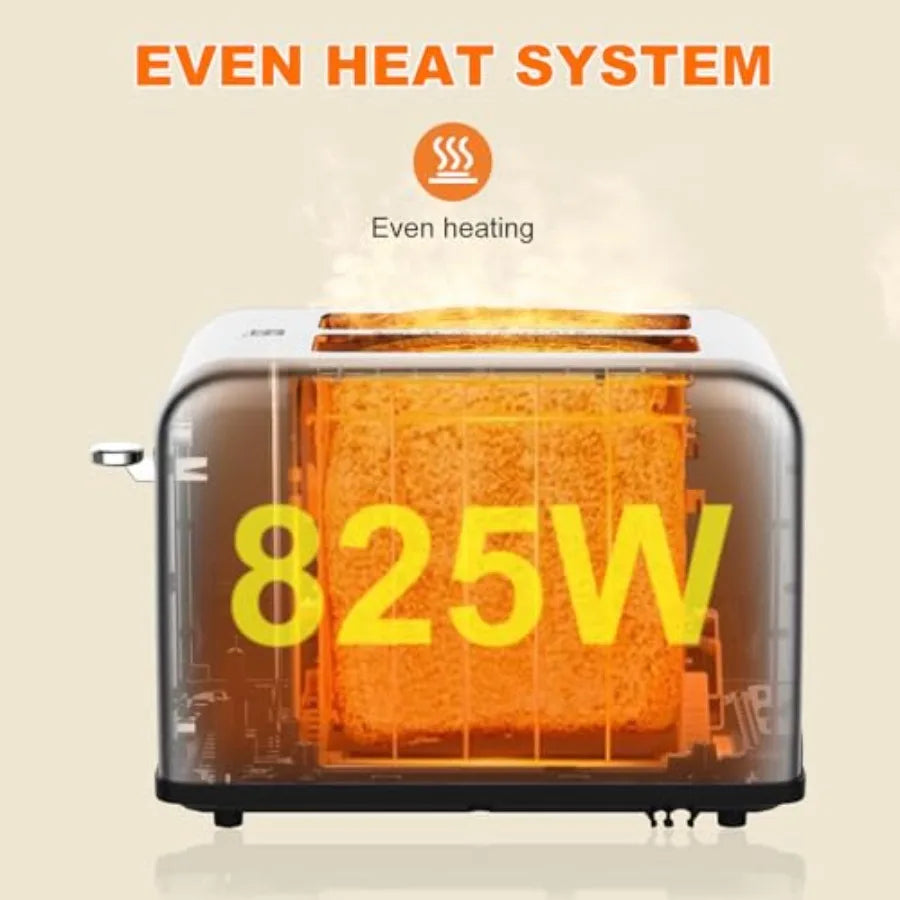 2 Slice Toaster with Touch Screen Stainless Steel Red Digital Timer 8 Shade Settings 6 Bread Types for Bagel Cancel Defrost