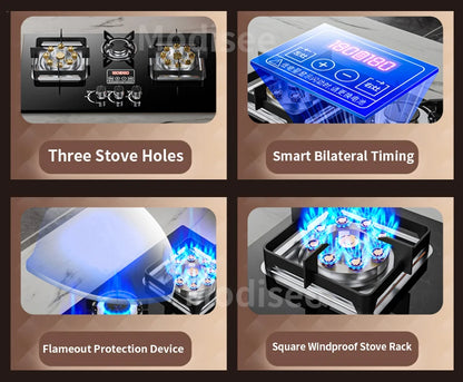 Built In Gas Hob 3 Burner Stove Dual Fuel LPG LNG Fierce Fire 3 Dual-Use Stoves For Household Kitchen High Pressure Fierce Flame