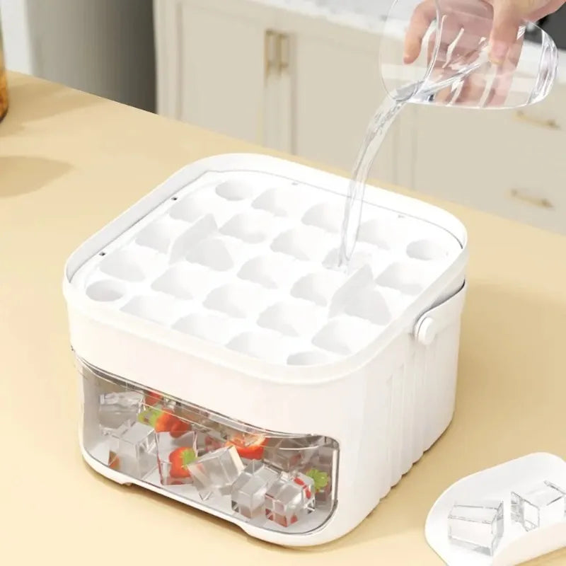 50 Grids Press Type Ice Cube Mold Double-layer Ice Cube Tray with Lid Reusable Ice Box Ice Making Tools Ice Storage Ice Machine