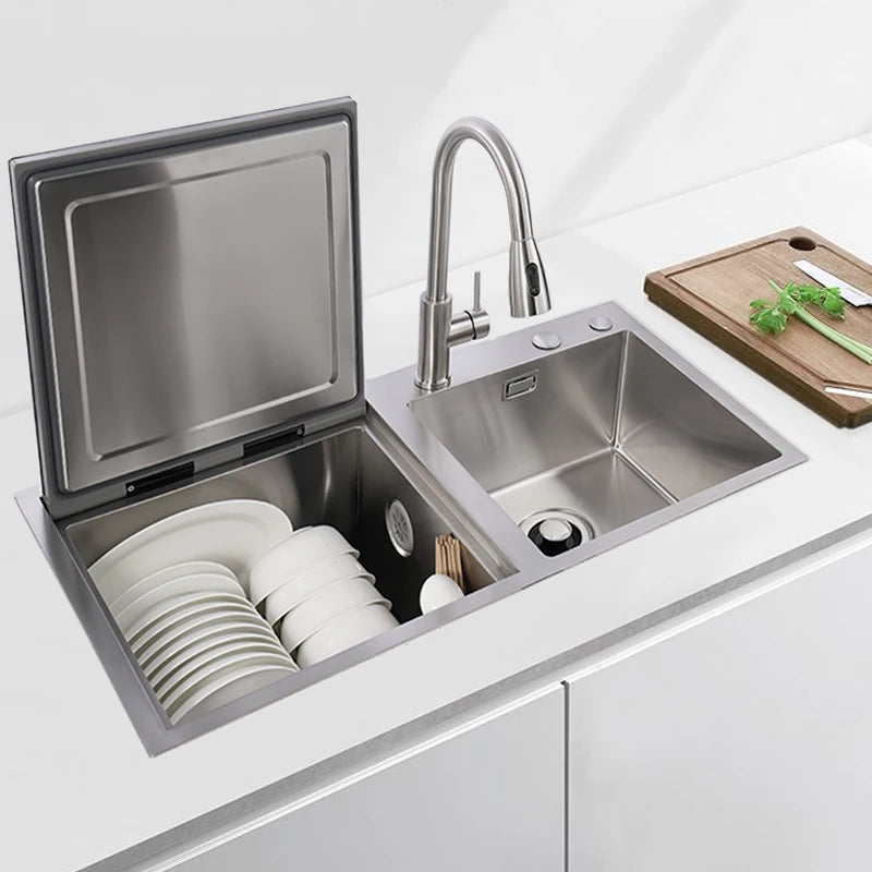 Compact Top Load Dishwasher, 4 Sets Capacity Stainless Steel Dish Washer, 3-in-1 Odor-Free Storage with Child Lock, Heavy Duty