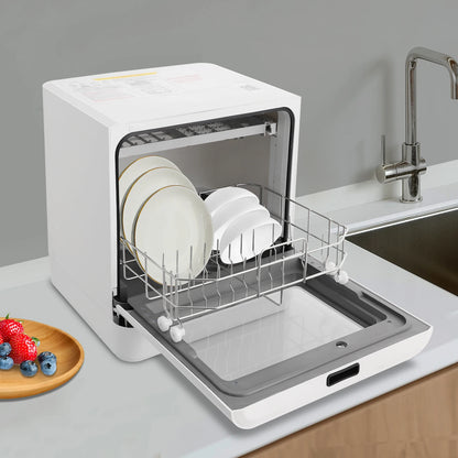 Portable Mini Countertop Dishwasher 39*43*46cm/15.35*16.92*18.11in- US Standard Household Energy-Saving Efficient with LED Display Bowl Rack Chopsticks Rack