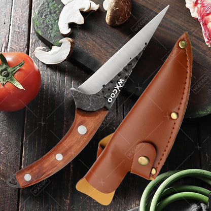 WXCOO Handmade Forged Knife Butcher Cleaver Knife Meat Cutting Japanese Kitchen Pork Bone Shaving Knives Boning Knife