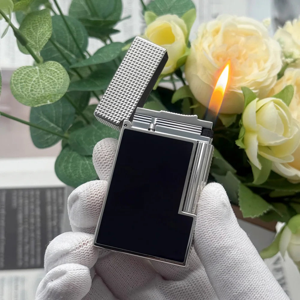 Gas Flame Lighter Metal Glossy Vs Matte Lacquer Cigar Accessories Smoking Cigarette Tools Includes Nozzle Adapter