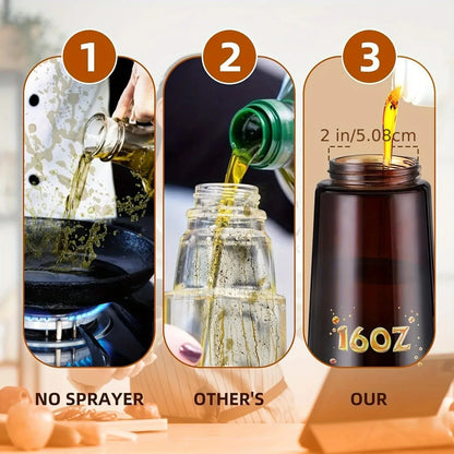 2-in-1 470ml Light Blocking Brown Oil Sprayer for Cooking Olive Oil Dispenser Bottle for Kitchen Oil Bottle Seasoning Tools