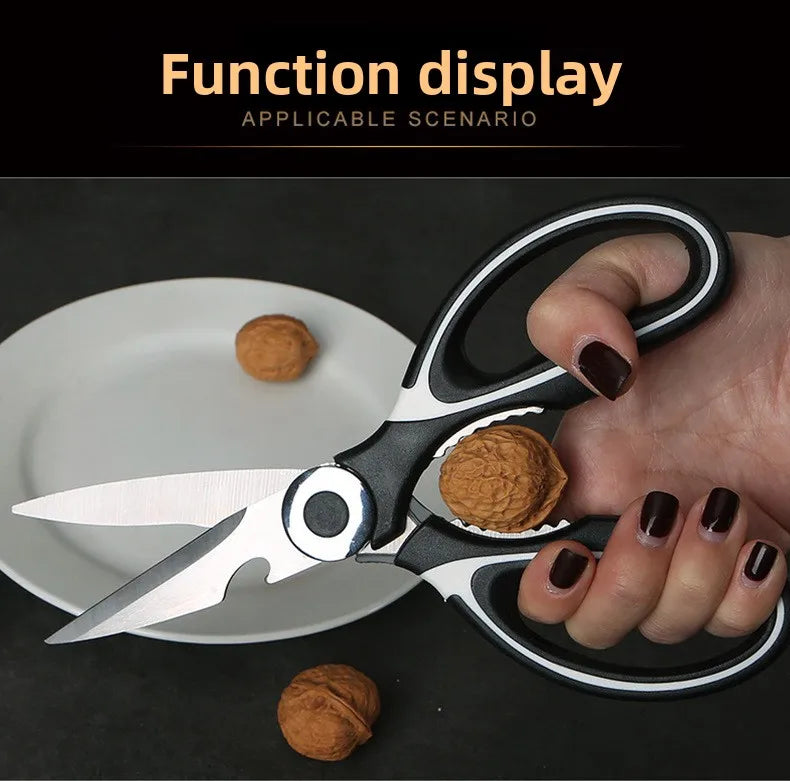 Multipurpose Stainless Steel Kitchen Scissors Heavy Duty Dishwasher Safe for Cutting Meat Poultry Fish and Opening Bottles