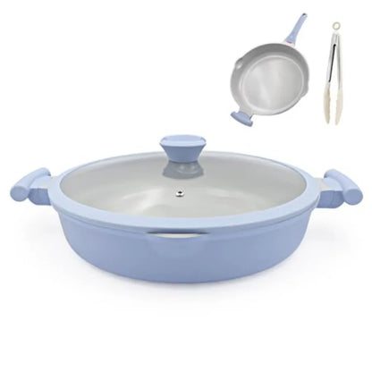 Ceramic Frying Pan Skillet Nonstick with Lid 14 Inch Large Deep Saute Pan Big Induction Pan Non Stick 2-1 Cooking Cookware with