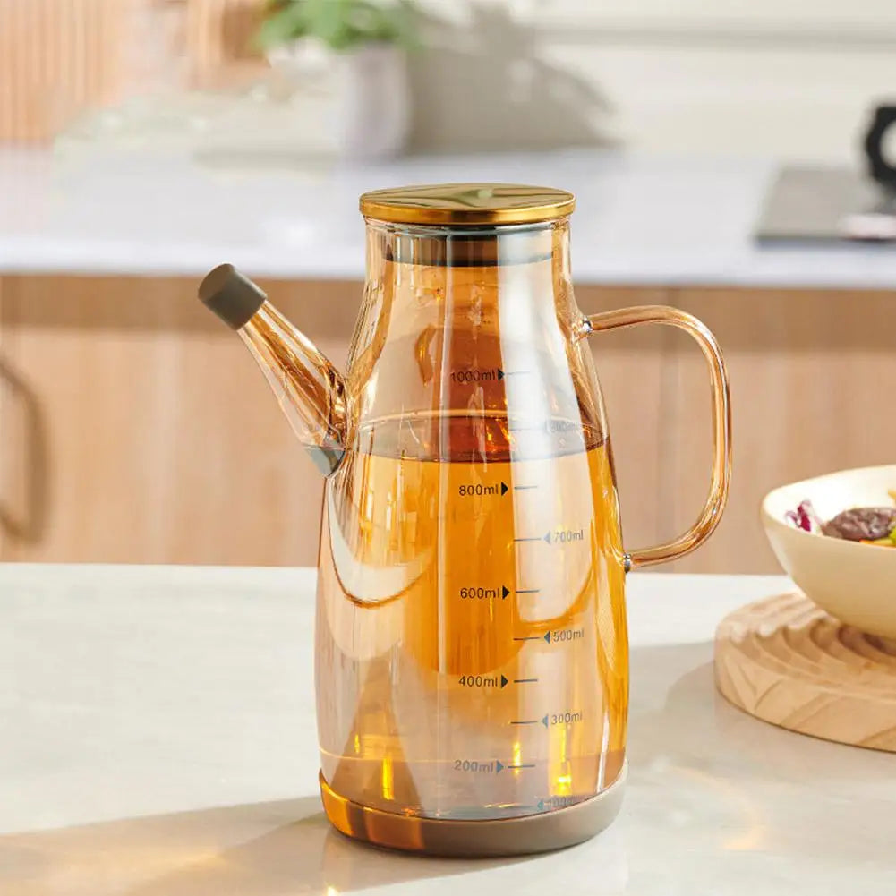 600/800/1000ml Oil Bottle Kitchen Glass Oil Pot Large Capacity Leak-Proof Pour Soy Vinegar Tank Oil Dispenser Kitchen Tools
