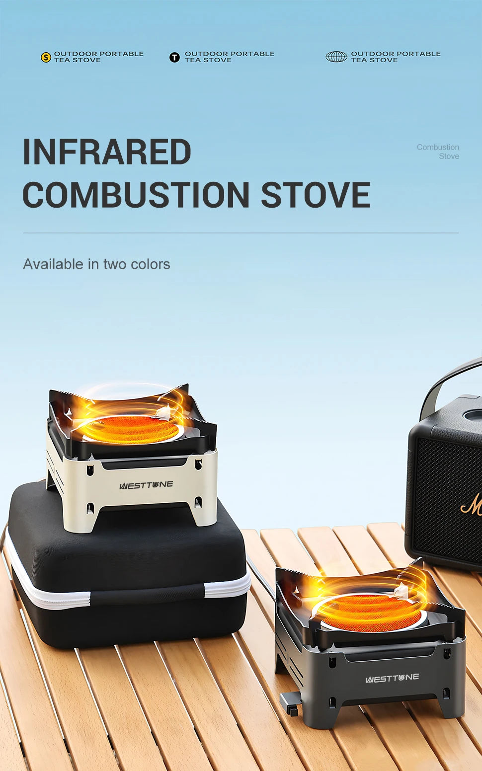 WESTTUNE Outdoor Gas Stove Portable Cooking Stoves Camping Emergency Burner with Electronic Ignition for Garden Picnic BBQ