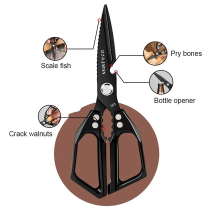 WXCOO Japanese Household Kitchen Scissors SK5 Stainless Steel Multi-Purpose Shears Specialized Heavy-Duty Chicken Bone Scissor