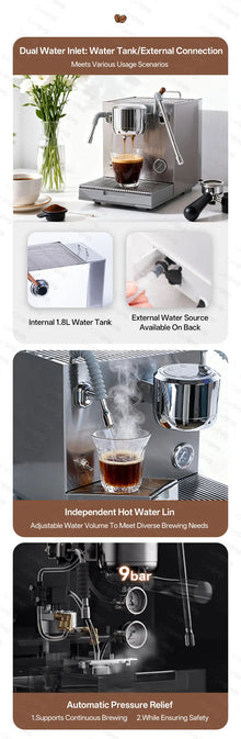 CAFOVO E120 Semi-automatic Espresso Machine ULKA Pump 9Bar OPV System 3 Boiler with OLED Display for Cafe Coffee Maker 220V