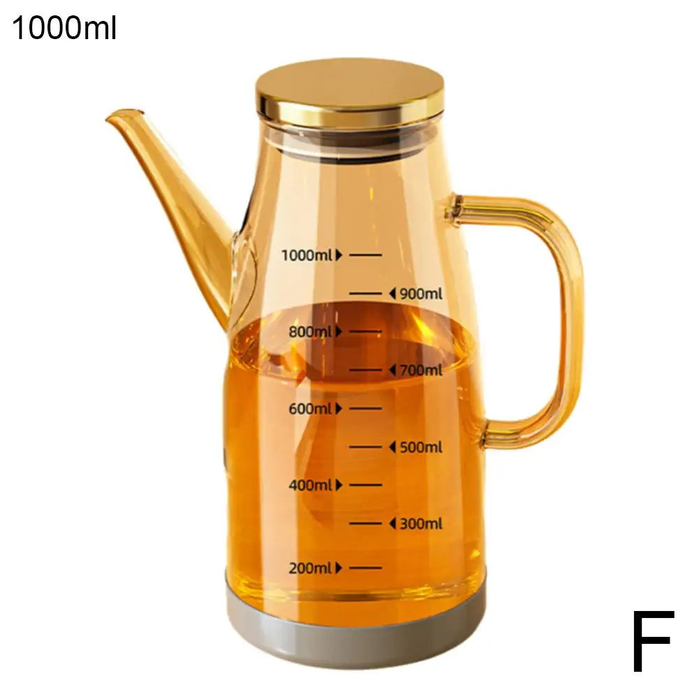 600/800/1000ml Oil Bottle Kitchen Glass Oil Pot Large Capacity Leak-Proof Pour Soy Vinegar Tank Oil Dispenser Kitchen Tools