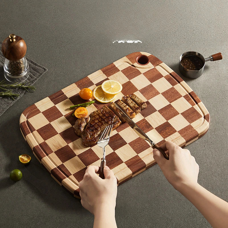 Creative checkerboard grid Cutting board household mosaic chopping board kitchen auxiliary food board fruit solid wood case plat