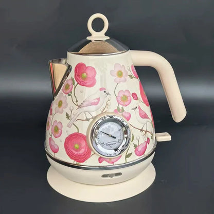 1.7L Retro Printed Paint Electric Kettle 1850W Auto Power Off 304 Stainless Steel Boiling kettle With Temperature Display Teapot