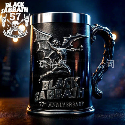 2025 New Black Sabbath 57th Anniversary Commemorative Mug Stainless Steel Heavy metal style mug Bar Drinking Ornaments Male Gift
