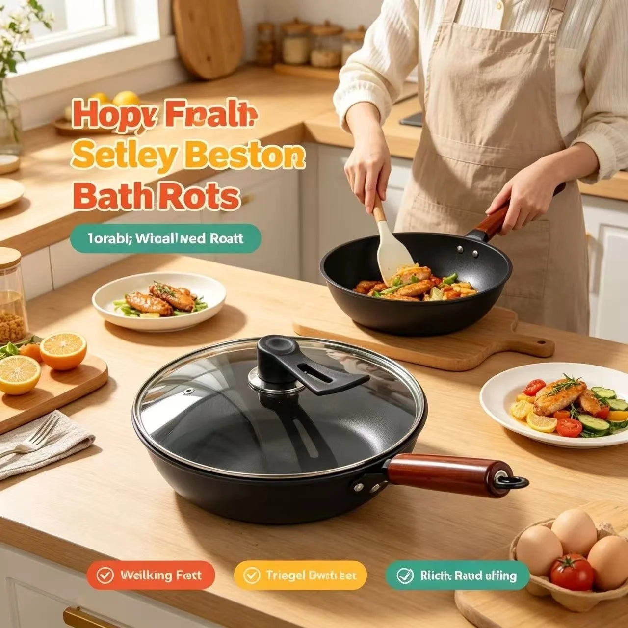 28cm Non-Stick Frying Pan with Lid, Premium Steak Skillet, Multipurpose Egg & Pancake Pan, Compatible with Induction and Gas Stoves