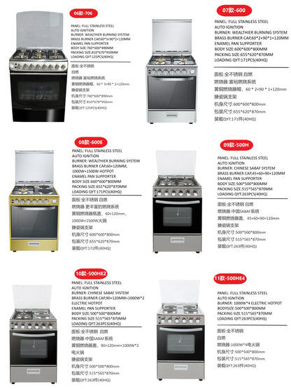 4 burner Gas Stove Top burner Cooking Gas Stove with Oven and Grill Convection Feature for Household Freestanding