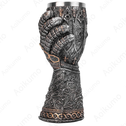 The Vow English Armoured Knight Latin Oath Beer Mug Tankard Stein 304 Stainless Steel Armoured Glove Chalice Goblet Wine Glass