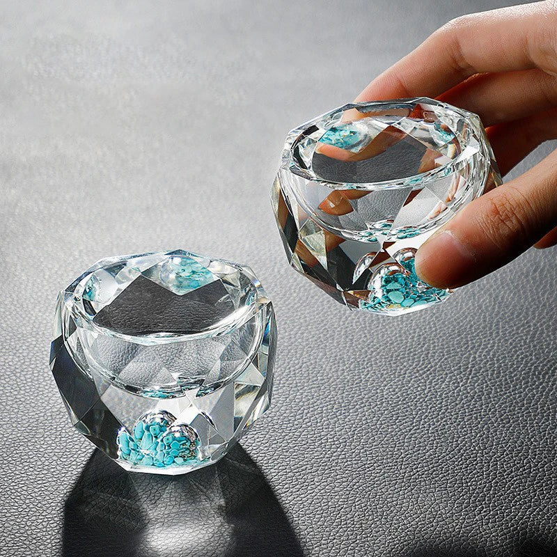 50ml Luxury Crystal Glass Vodka Shot Glass Sake Teacup Glass Bar Liqueur Double Bottom Gold Foil Glass Tea Cup