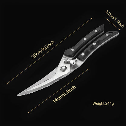 1PC，Stainless steel kitchen Scissors Barbecue Scissors Meat Fish Vegetable Cooking Kitchen Scissors Food Scissors Cooking Tools