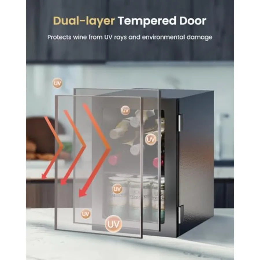 24 Cans Beverage Refrigerator Cooler - Mini Fridge with Digital Temperature Control, Soda Wine Beer Drink Fridge for Office Hom