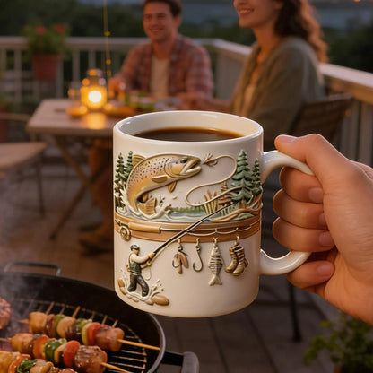 Fishing Mug 350ml Ceramic Funny Novelty Drinkware Fisherman Coffee Mug water Cup For Daily Outdoor Camping Household Use Mug