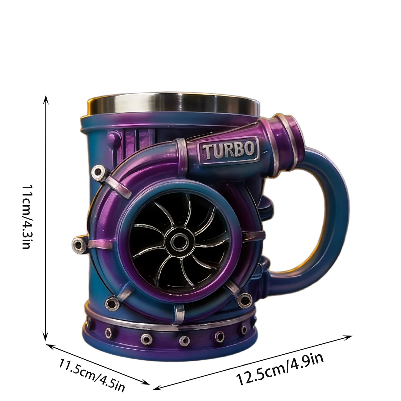3D Turbocharger Coffee Mug | Stainless Steel Inner Car Enthusiast Cup