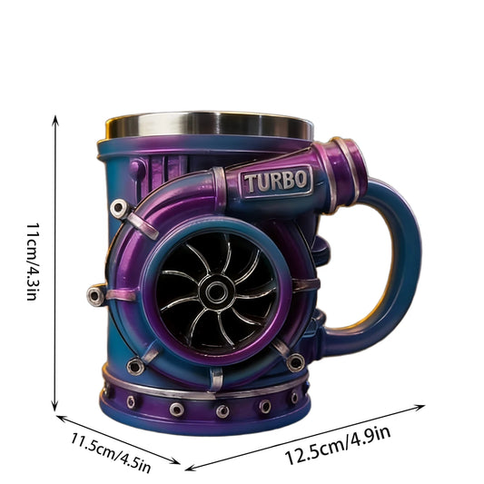 3D Turbocharger Coffee Mug | Stainless Steel Inner Car Enthusiast Cup